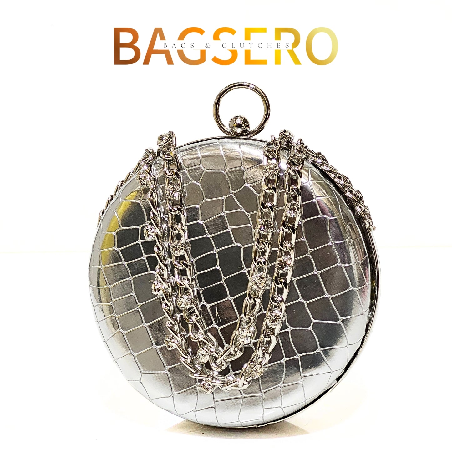 Croco Round Clutch