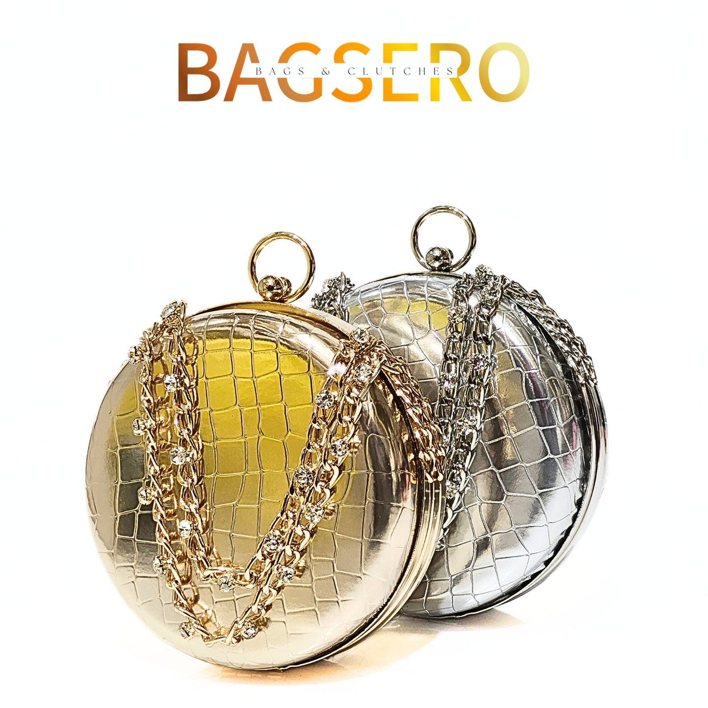 Croco Round Clutch