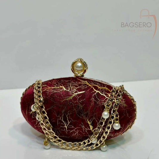 Egg Marble Clutch Clutch Bagsero Maroon 