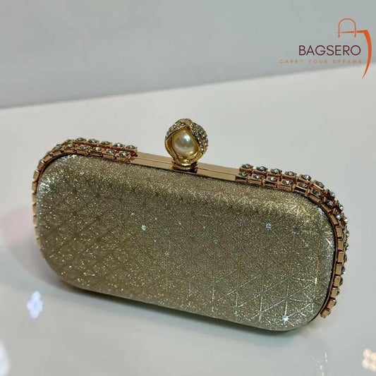 LuxePearl Crystal Clutch Clutch Bagsero Gold 