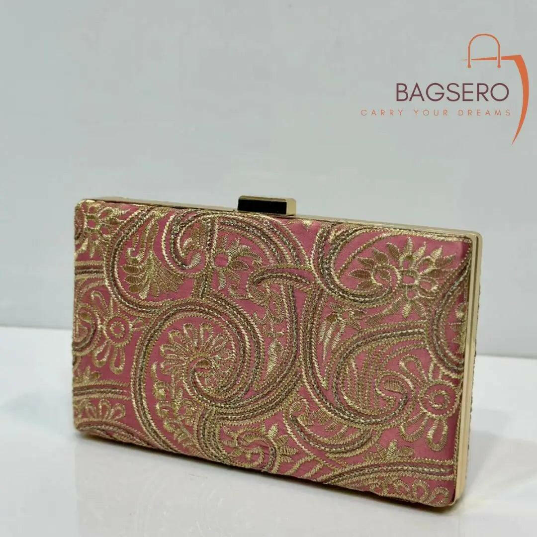 EMARUS Embroidery Clutch Clutch Bagsero PInk 