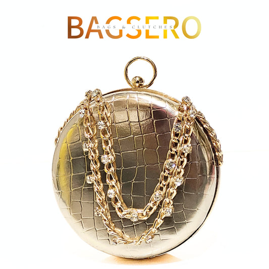 Croco Round Clutch