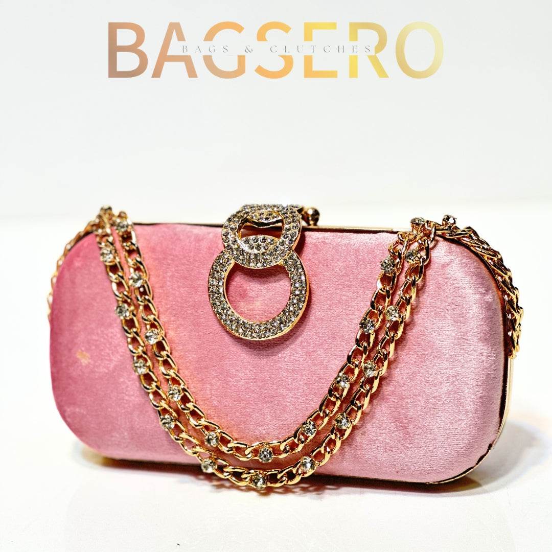 Blush Glamour Velvet Clutch - Bagsero