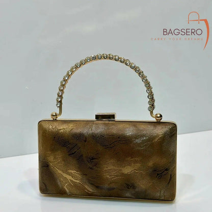 MARBLEAU Metal Clutch Clutch Bagsero Bronze 