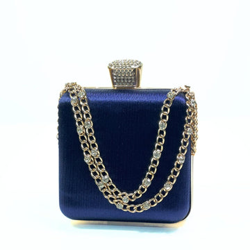 Stone Chain Satin Clutch